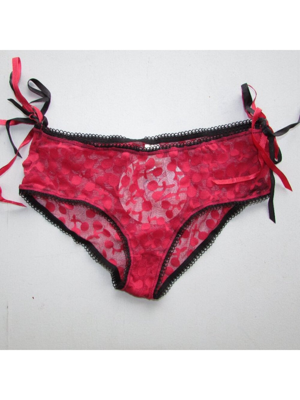 JOLIE INTIMATES Red Cherry Lace Panty - Sz 5 - NEW